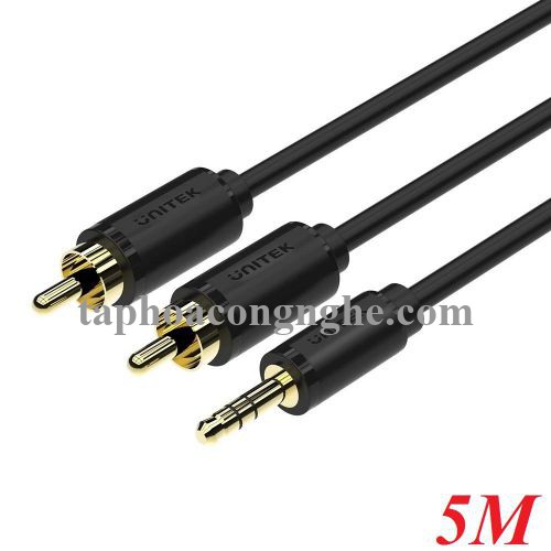 Unitek 28214 Y-C9023BK 5M Màu Đen Cáp Loa 1 Jack 3.5Mm Ra 2 Đầu Hoa Sen 30028214